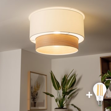 Brilagi - Lámpara de techo LED de superficie CERIA 1xE27/40W/230V Ø 50 cm blanco/beige