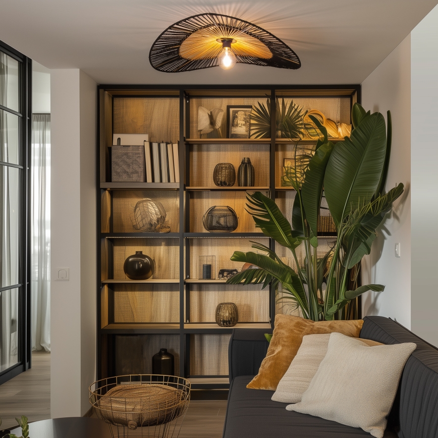 Brilagi - Lámpara de techo LED de superficie CERIA BOHO 1xE27/40W/230V Ø 50 cm negro/marrón