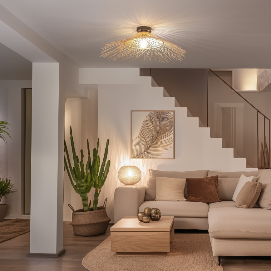 Brilagi - Lámpara de techo LED de superficie CERIA BOHO 1xE27/40W/230V Ø 70 cm bambú