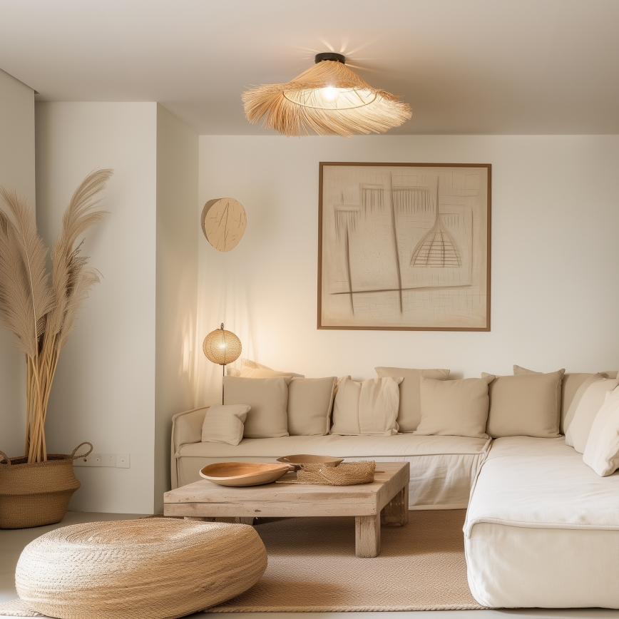 Brilagi - Lámpara de techo LED de superficie CERIA BOHO 1xE27/40W/230V Ø 70 cm ratán