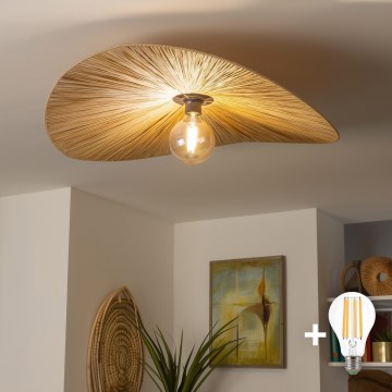 Brilagi - Lámpara de techo LED de superficie CERIA BOHO 1xE27/40W/230V Ø 80 cm rafia
