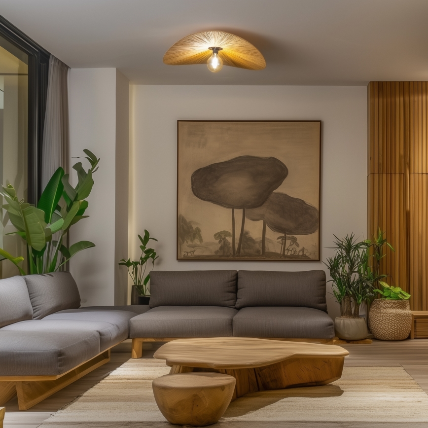 Brilagi - Lámpara de techo LED de superficie CERIA BOHO 1xE27/40W/230V Ø 80 cm rafia