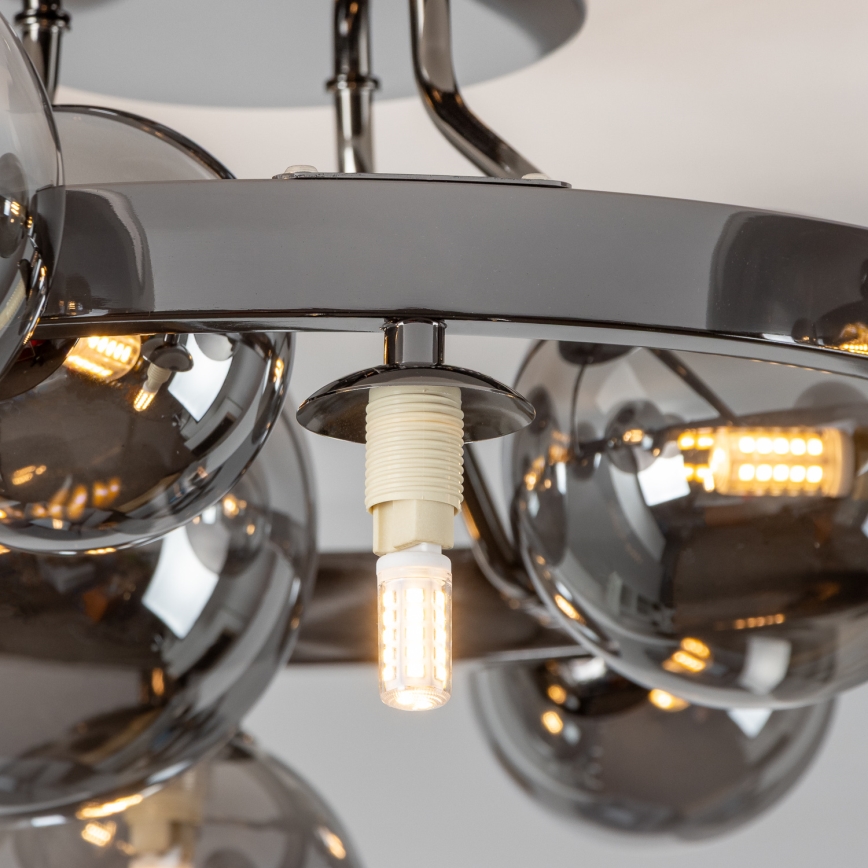 Brilagi - Lámpara de techo LED de superficie MILLA 10xG9/3W/230V negro cromado/ahumado