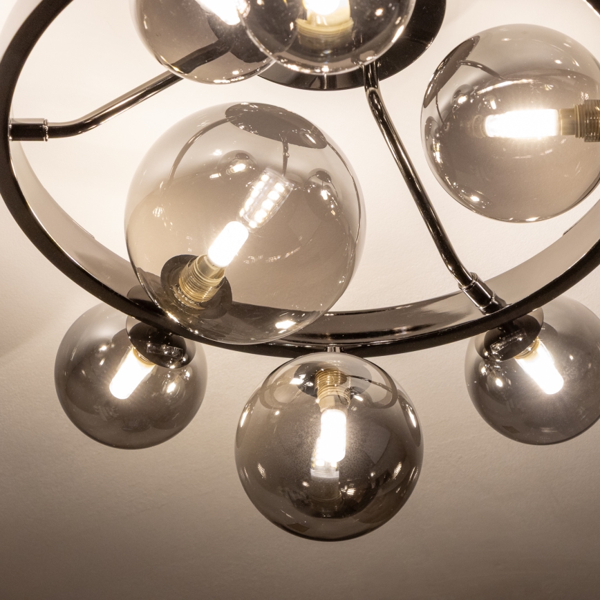 Brilagi - Lámpara de techo LED de superficie MILLA 10xG9/3W/230V negro cromado/ahumado