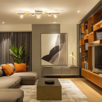 Brilagi - Lámpara de techo LED de superficie MILLA 7xG9/3W/230V cromo negro/dorado