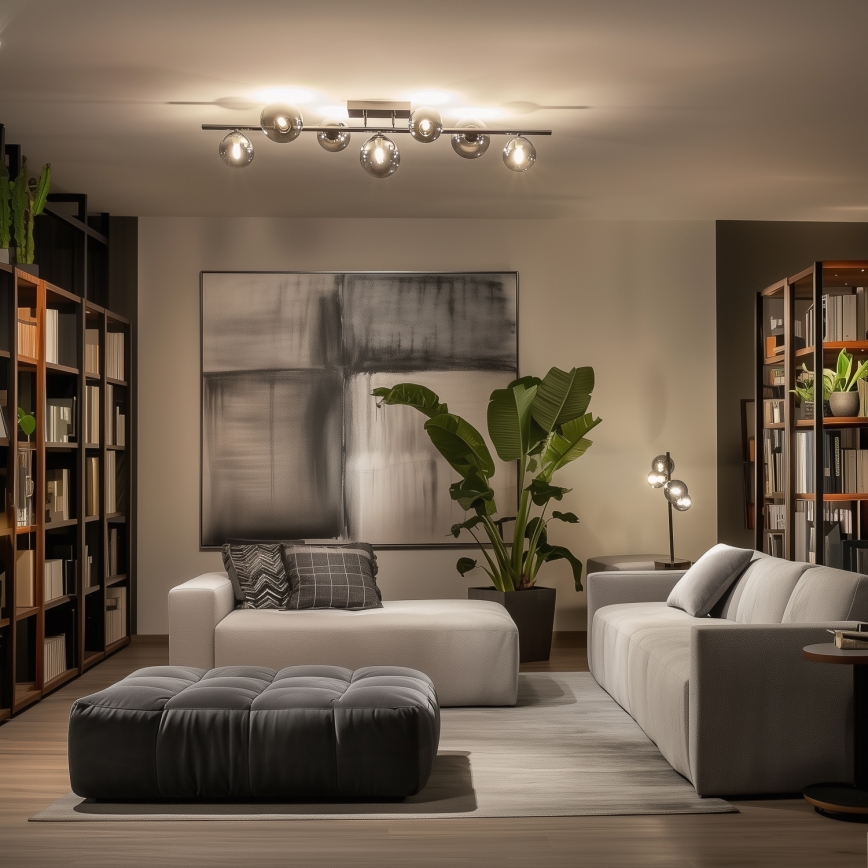 Brilagi - Lámpara de techo LED de superficie MILLA 7xG9/3W/230V negro cromado/ahumado