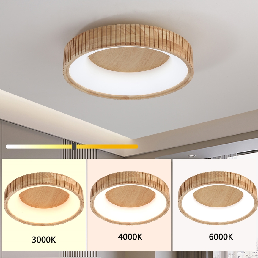 Brilagi - Luminaria de techo LED FALCON WOOD MODERN LED/30W/230V 3000/4000/6000K Ø 45 cm madera
