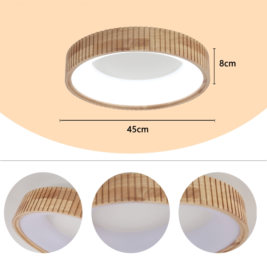 Brilagi - Luminaria de techo LED FALCON WOOD MODERN LED/30W/230V 3000/4000/6000K Ø 45 cm madera