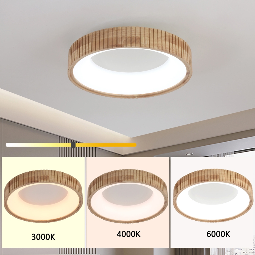 Brilagi - Luminaria de techo LED FALCON WOOD MODERN LED/30W/230V 3000/4000/6000K Ø 45 cm, madera