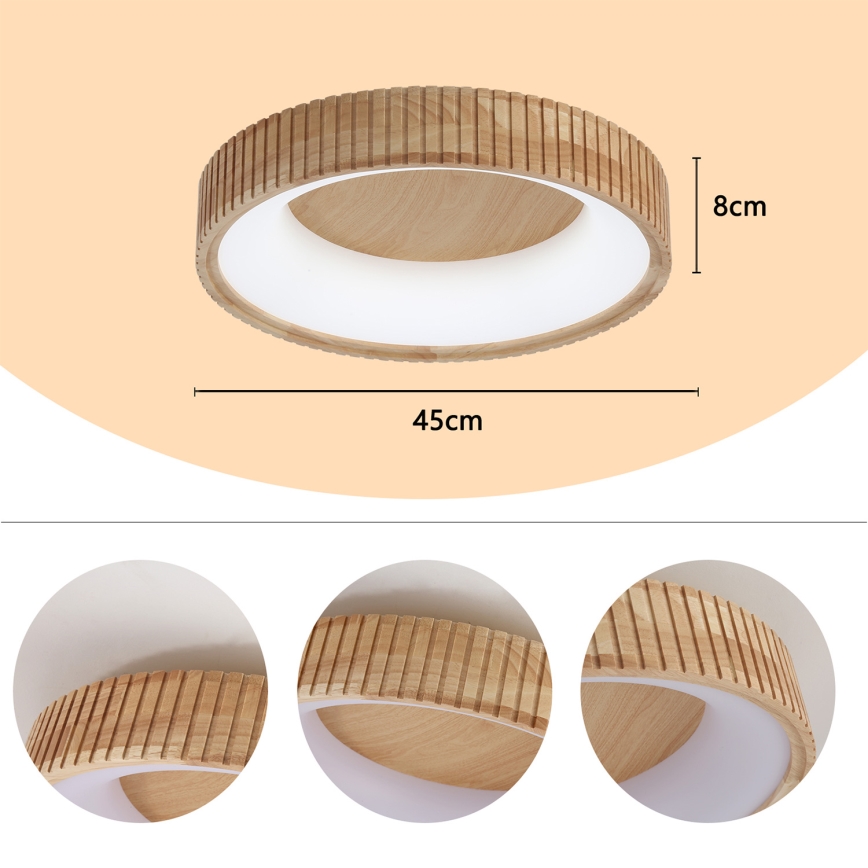 Brilagi - Luminaria de techo LED FALCON WOOD MODERN LED/30W/230V 3000/4000/6000K Ø 45 cm, madera
