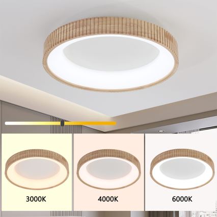 Brilagi - Luminaria LED de techo FALCON WOOD MODERN LED/40W/230V 3000/4000/6000K Ø 60 cm de madera