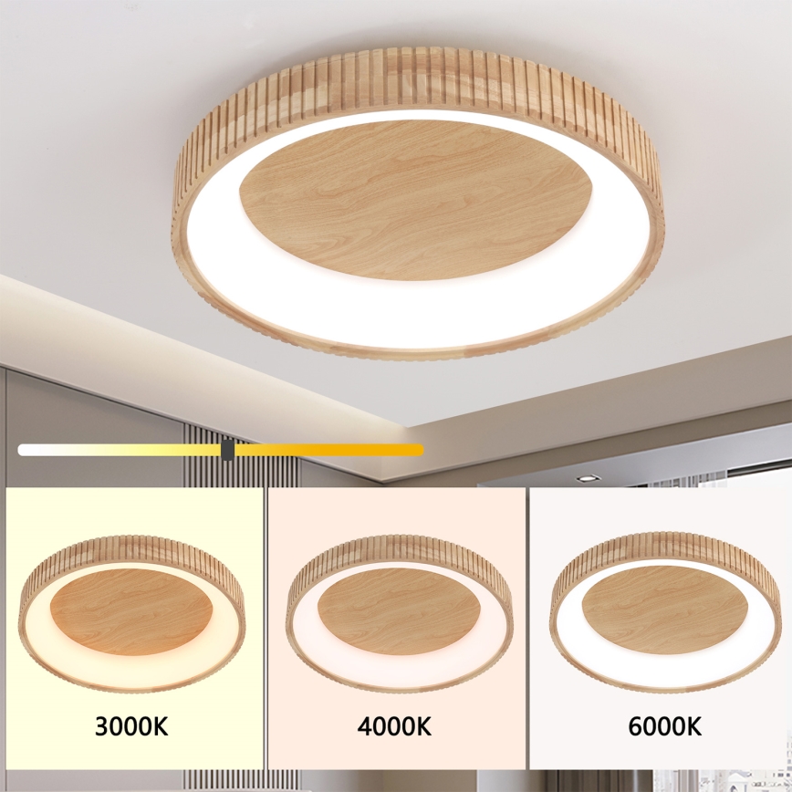 Brilagi - Lámpara de techo LED FALCON WOOD MODERN LED/40W/230V 3000/4000/6000K, diámetro 60 cm, madera