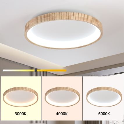 Brilagi - Lámpara de techo LED FALCON WOOD MODERN LED/60W/230V 3000/4000/6000K Ø 80 cm acabado en madera