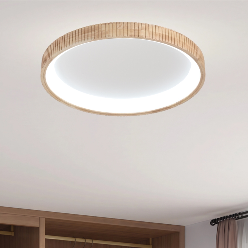 Brilagi - Lámpara de techo LED FALCON WOOD MODERN LED/60W/230V 3000/4000/6000K Ø 80 cm acabado en madera