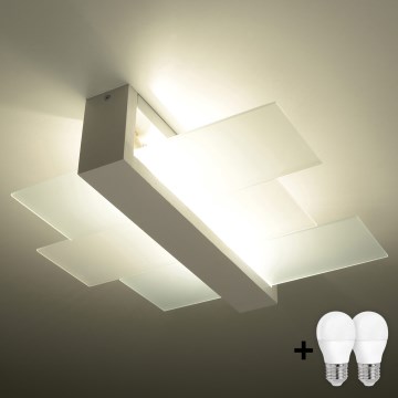 Brilagi -  Lámpara de techo LED HERA 2xE27/7,5W/230V 43x43 cm blanca