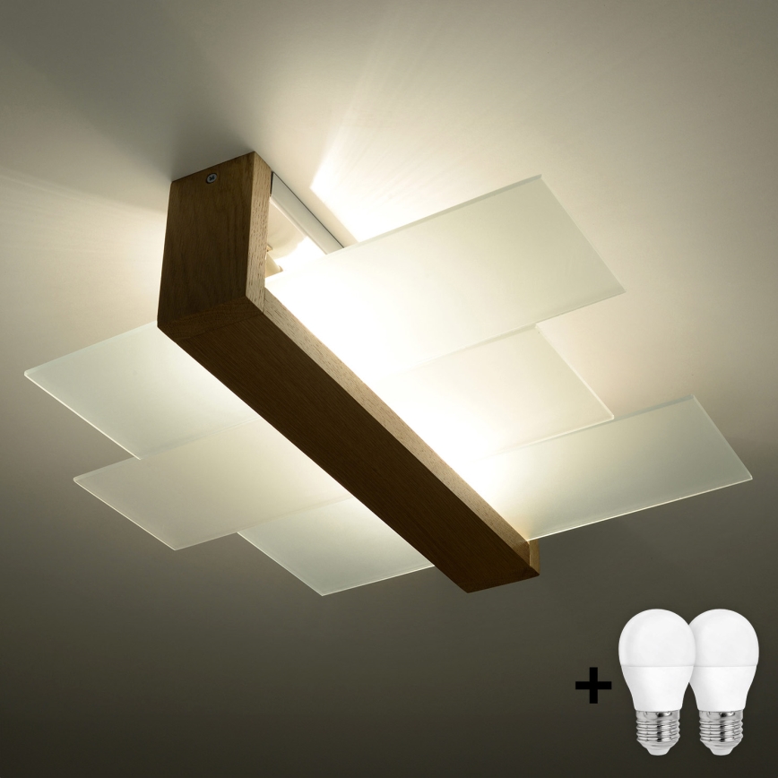 Brilagi - Lámpara de techo LED HERA 2xE27/7,5W/230V 43x43 cm madera