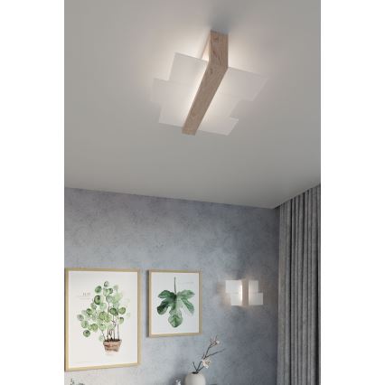 Brilagi - Lámpara de techo LED HERA 2xE27/7,5W/230V 43x43 cm madera