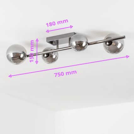 Brilagi - Lámpara de techo LED MILLA 4xG9/3W/230V cromo brillante/ahumado