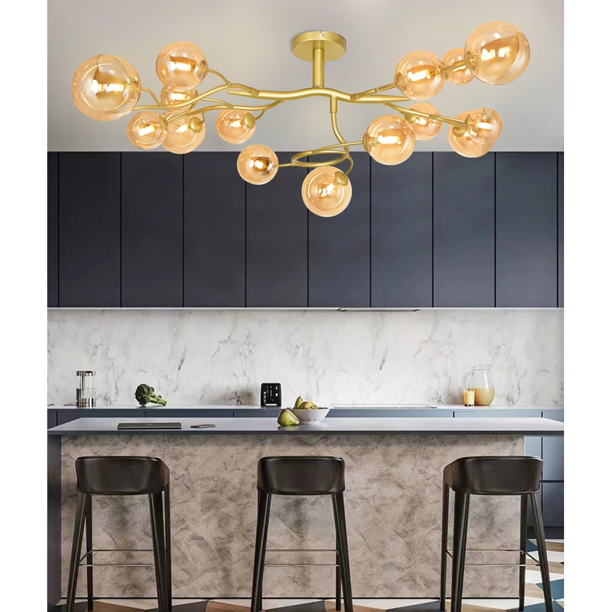 Brilagi - Lámpara de techo LED MISTEL 15xG9/3W/230V dorado