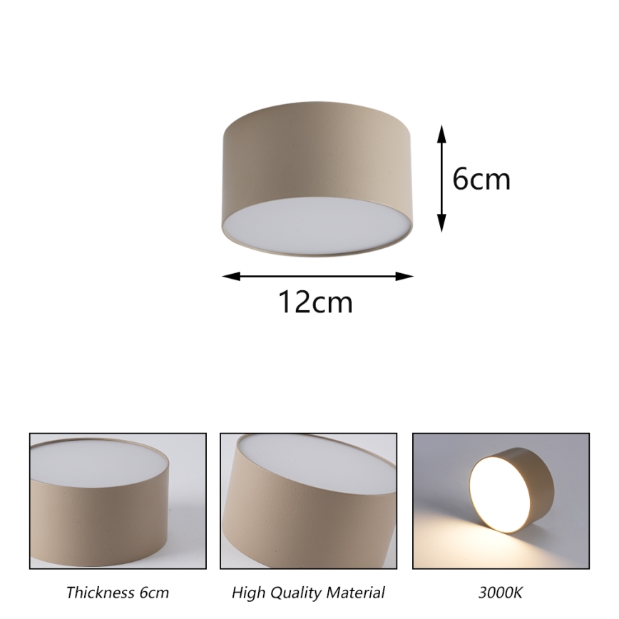 Brilagi - Plafón de techo para baño FORIS LED/14W/230V Ø 12 cm beige IP44