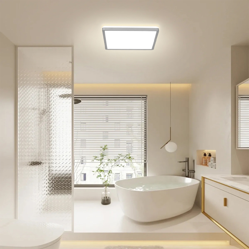 Brilagi - Plafón LED para baño ULTRA SLIM LED/24W/230V 42x42 cm plateado IP54