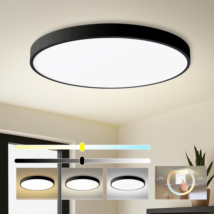 Brilagi - Lámpara de techo LED POOL, 128 W, 230 V, 3000/4500/6000 K, diámetro 100 cm, color negro