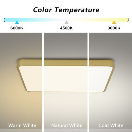 Brilagi - Lámpara de techo LED POOL/48W/230V 3000/4500/6000K 50x50 cm dorada