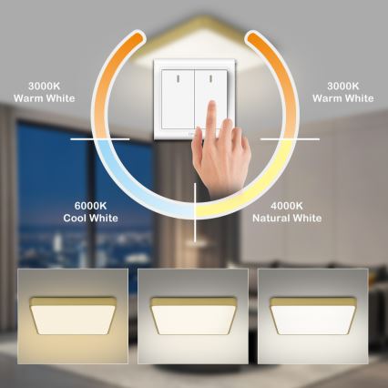 Brilagi - Lámpara de techo LED POOL/48W/230V 3000/4500/6000K 50x50 cm dorada