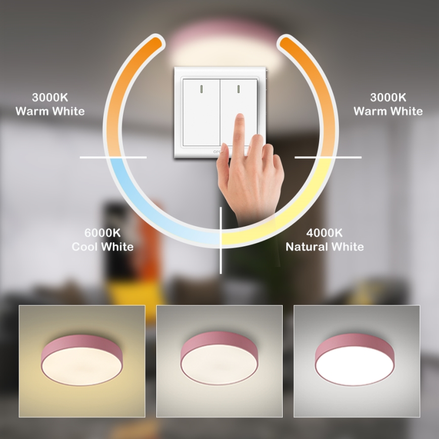 Brilagi - Plafón LED POOL LED/36W/230V 3000/4000/6000K Ø 30 cm rosa