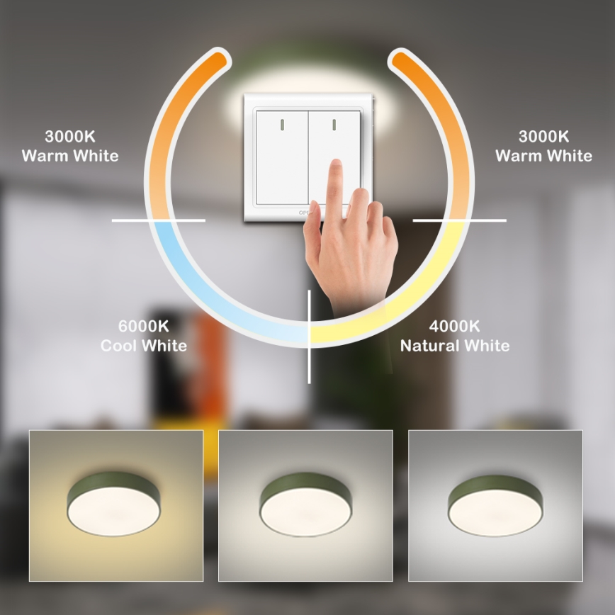Brilagi - Luminaria de techo LED POOL LED/36W/230V 3000/4000/6000K diámetro 30 cm verde