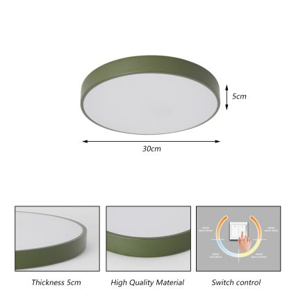 Brilagi - Luminaria de techo LED POOL LED/36W/230V 3000/4000/6000K diámetro 30 cm verde