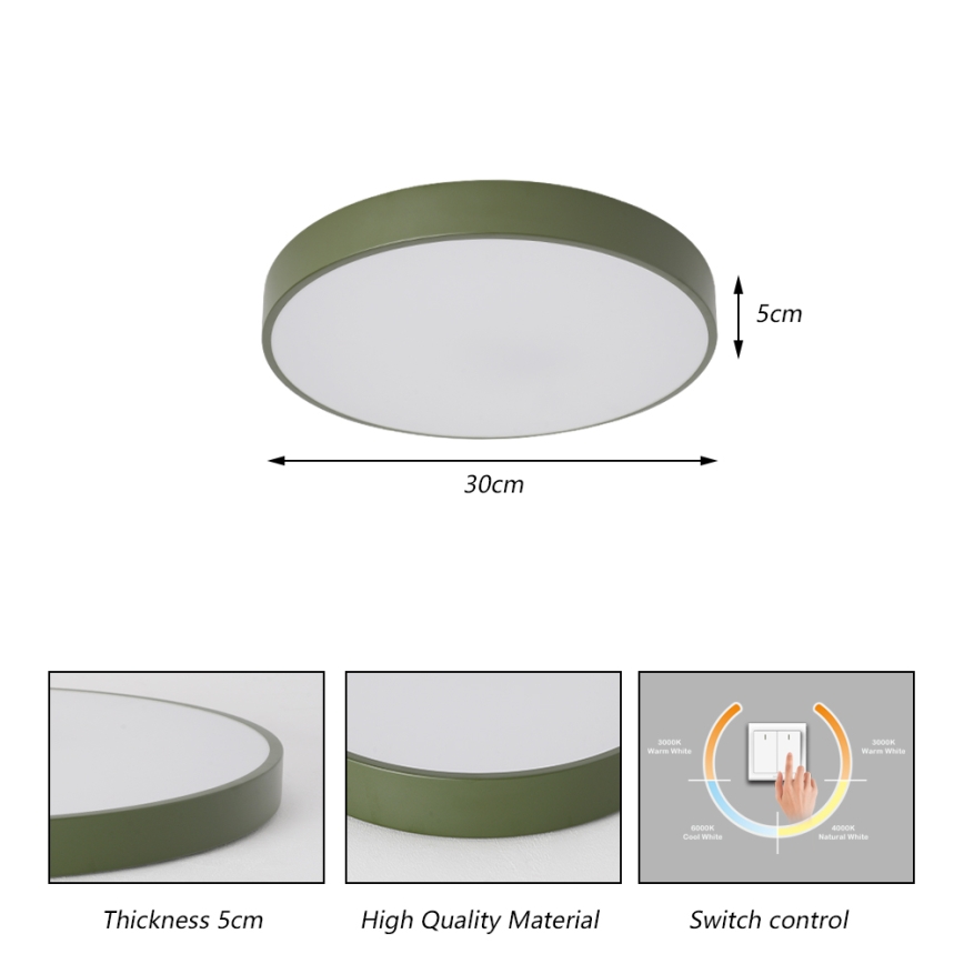 Brilagi - Luminaria de techo LED POOL LED/36W/230V 3000/4000/6000K diámetro 30 cm verde