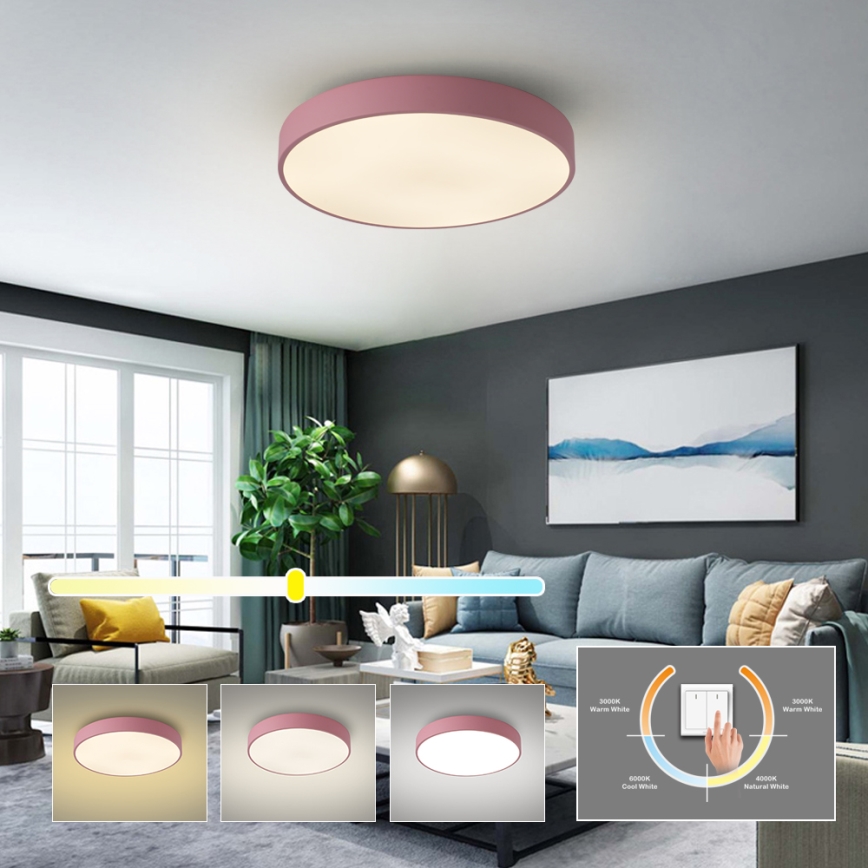 Brilagi - Luminaria de techo LED POOL LED/60W/230V 3000/4000/6000K Ø 50 cm rosa