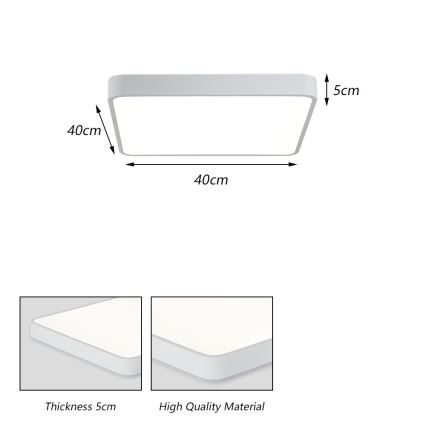 Brilagi - Lámpara de techo LED POOL SQUARE LED/36W/230V 3000/4500/6000K 40x40 cm blanca