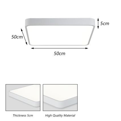 Brilagi - Luminaria LED de techo POOL SQUARE LED/48W/230V 3000/4500/6000K 50x50 cm blanca