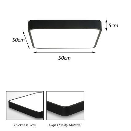 Brilagi - Plafón LED POOL SQUARE LED/48W/230V 3000/4500/6000K 50x50 cm negro