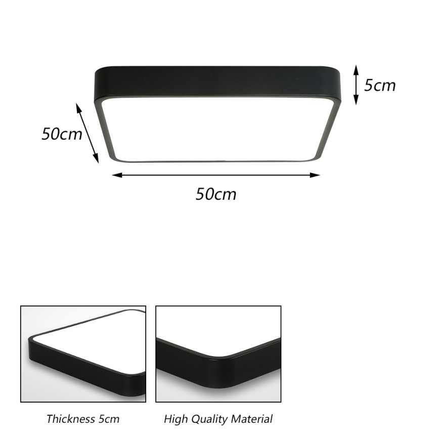 Brilagi - Plafón LED POOL SQUARE LED/48W/230V 3000/4500/6000K 50x50 cm negro