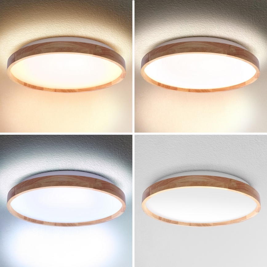 Brilagi - Lámpara de techo LED regulable ALSON LED/48W/230V 3000-6500K roble Ø 39,5 cm + mando a distancia