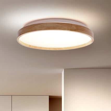 Brilagi - Lámpara de techo LED regulable ALSON LED/48W/230V 3000-6500K roble Ø 39,5 cm + mando a distancia