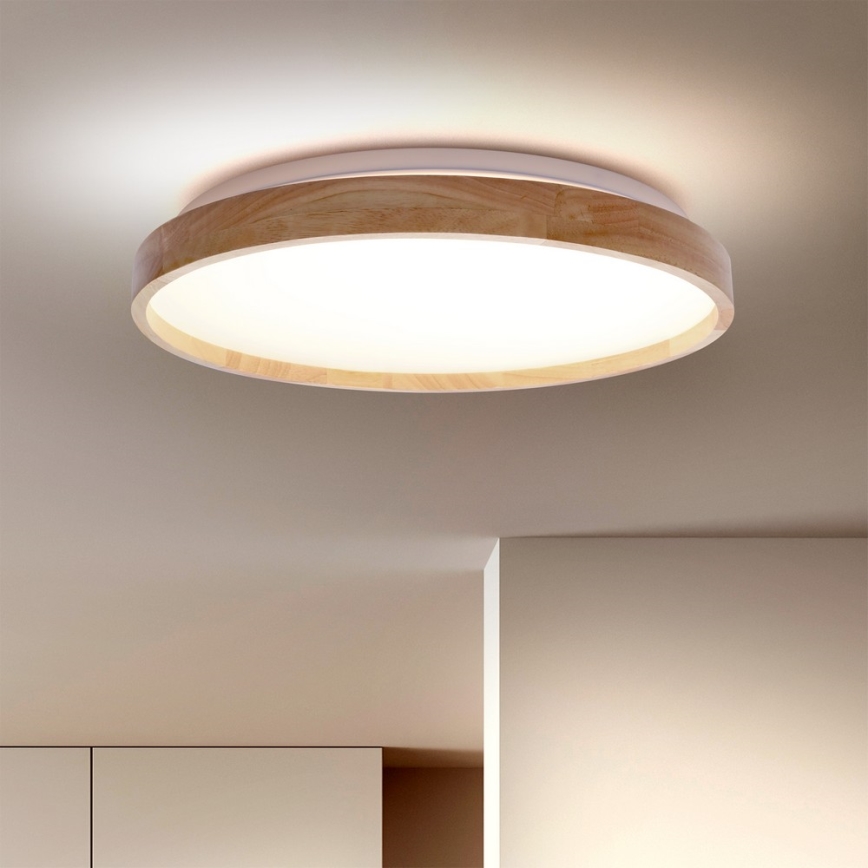 Brilagi - Lámpara de techo LED regulable ALSON LED/48W/230V 3000-6500K roble Ø 39,5 cm + mando a distancia