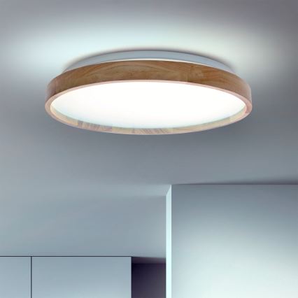 Brilagi - Lámpara de techo LED regulable ALSON LED/48W/230V 3000-6500K roble Ø 39,5 cm + mando a distancia
