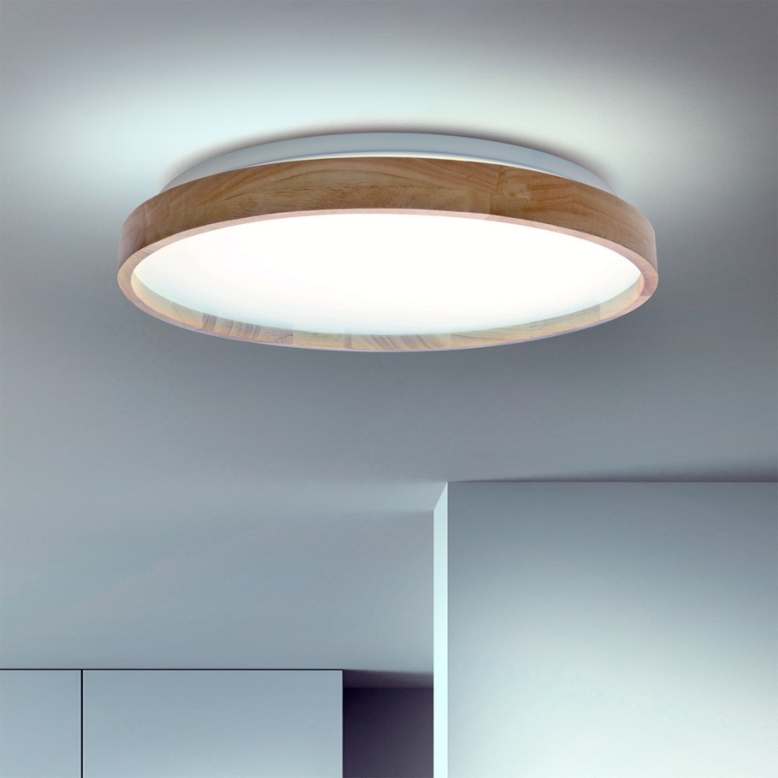 Brilagi - Lámpara de techo LED regulable ALSON LED/48W/230V 3000-6500K roble Ø 39,5 cm + mando a distancia