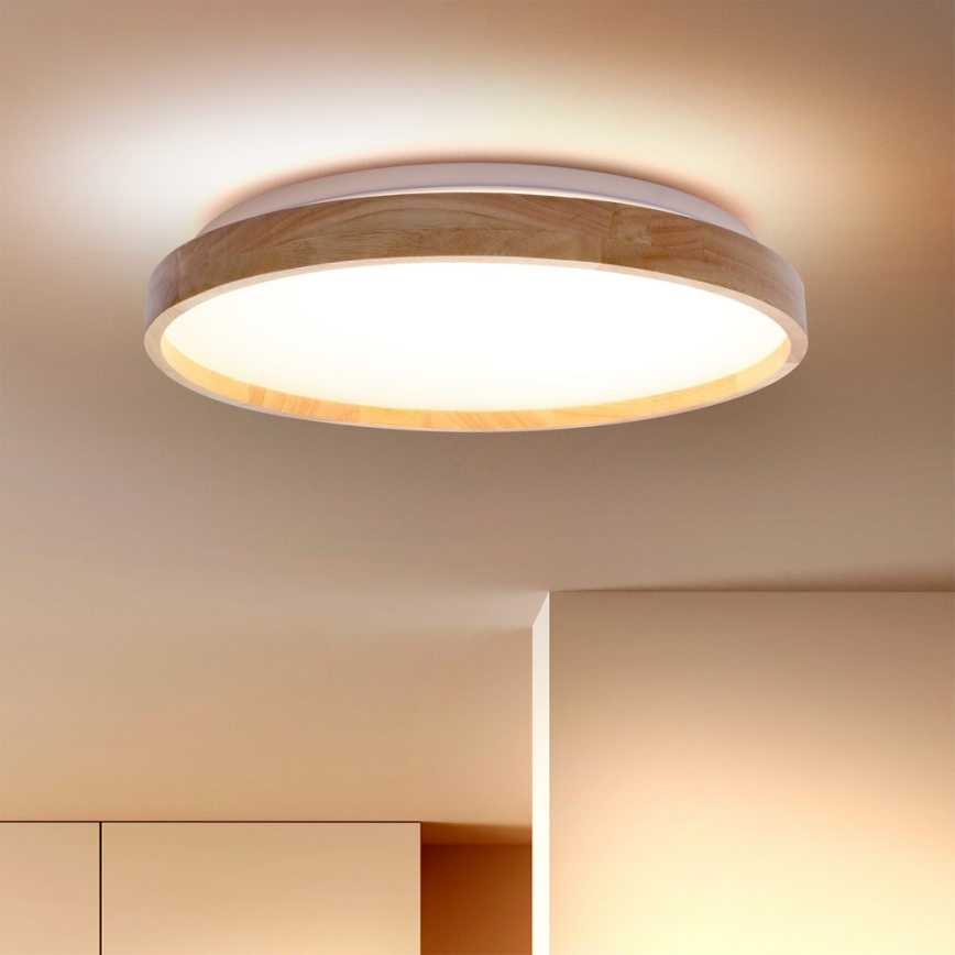 Brilagi - Lámpara de techo LED regulable ALSON LED/48W/230V 3000-6500K roble Ø 39,5 cm + mando a distancia