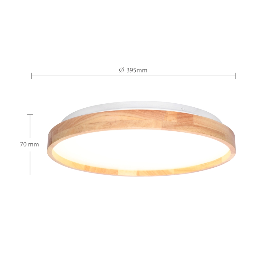 Brilagi - Lámpara de techo LED regulable ALSON LED/48W/230V 3000-6500K roble Ø 39,5 cm + mando a distancia