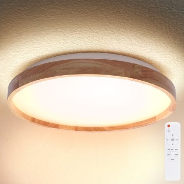 Brilagi - Lámpara de techo LED regulable ALSON LED/48W/230V 3000-6500K roble Ø 39,5 cm + mando a distancia