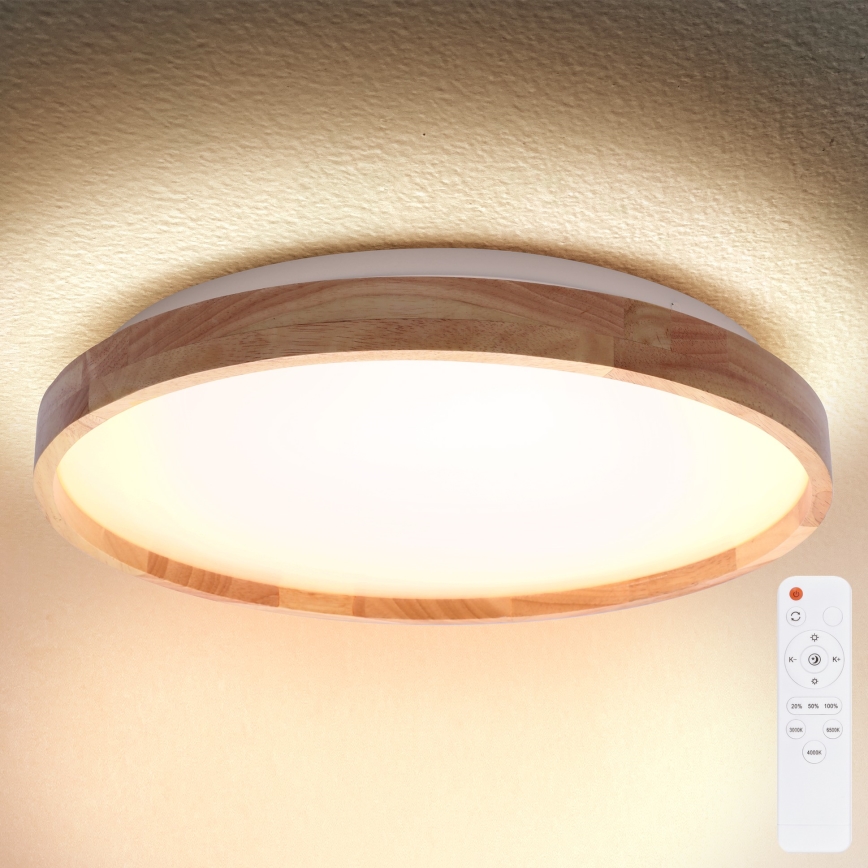 Brilagi - Lámpara de techo LED regulable ALSON LED/48W/230V 3000-6500K roble Ø 39,5 cm + mando a distancia