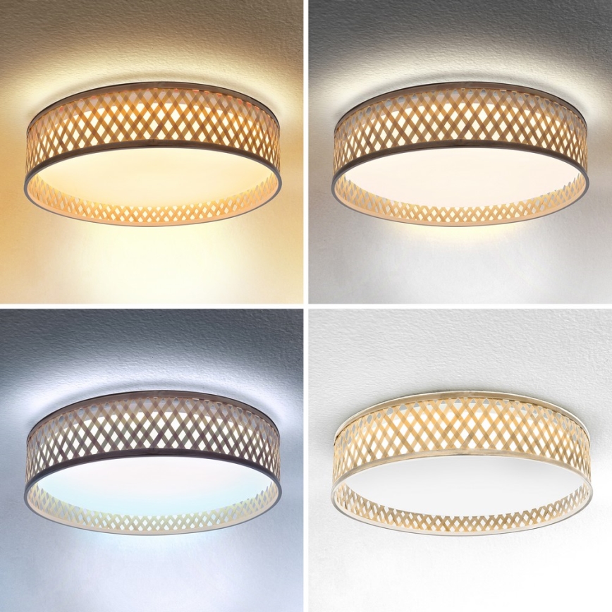 Brilagi - Lámpara de techo LED regulable CAMILA LED/48W/230V 3000-6500K bambú Ø 40 cm + mando a distancia