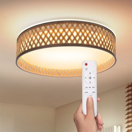 Brilagi - Lámpara de techo LED regulable CAMILA LED/48W/230V 3000-6500K bambú Ø 40 cm + mando a distancia