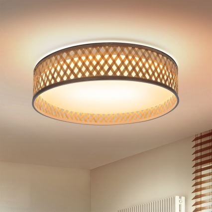 Brilagi - Lámpara de techo LED regulable CAMILA LED/48W/230V 3000-6500K bambú Ø 40 cm + mando a distancia