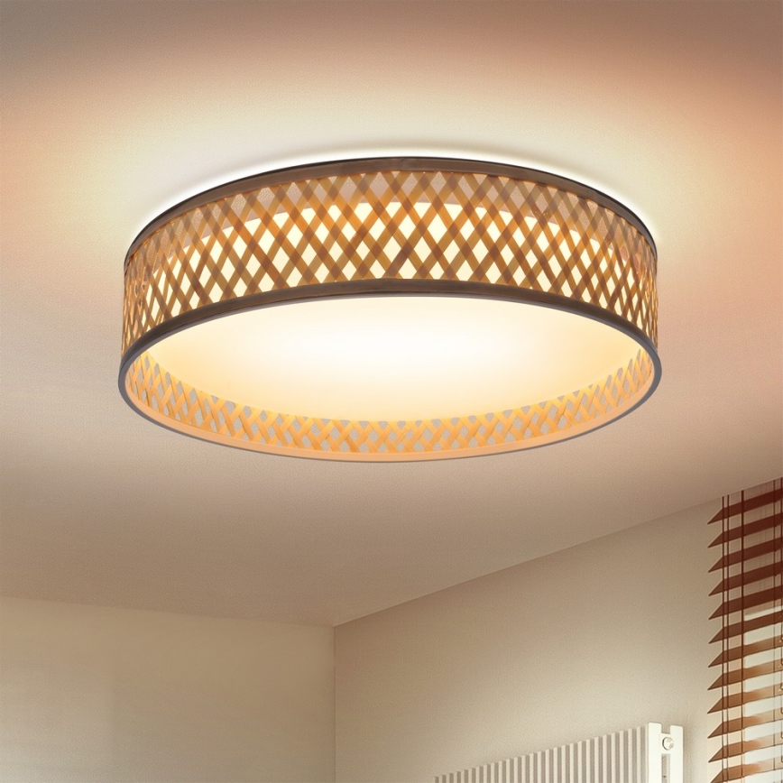 Brilagi - Lámpara de techo LED regulable CAMILA LED/48W/230V 3000-6500K bambú Ø 40 cm + mando a distancia
